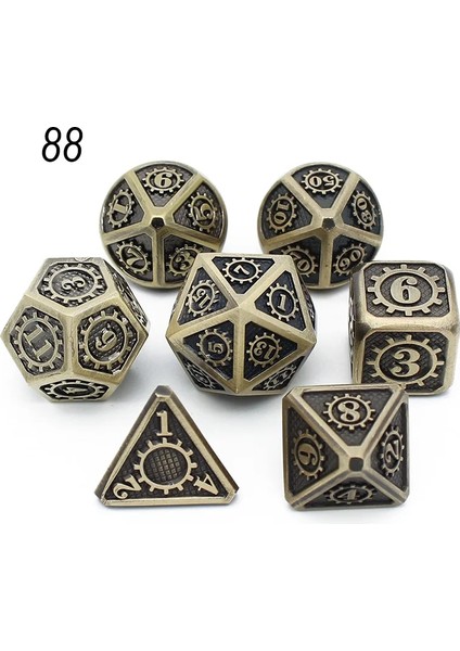 No.88 Stili Metal Zar Seti D4 D6 D8 D10 D% D12 D20 Yumuşak Ipli Kılıf Dnd Rpg Masa Oyunları Dados Rpg D Zar Dados Rol Dnd Set Zar (Yurt Dışından)