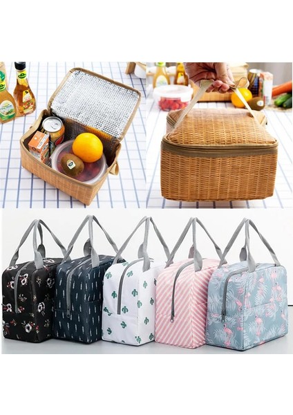 Yaprak Stili Ortable Lunch Bag Insulated Container Reusable Outdoor Travel Bag Thermal School Lunch Box Collapsible Tote Bag (Yurt Dışından) fırsatları