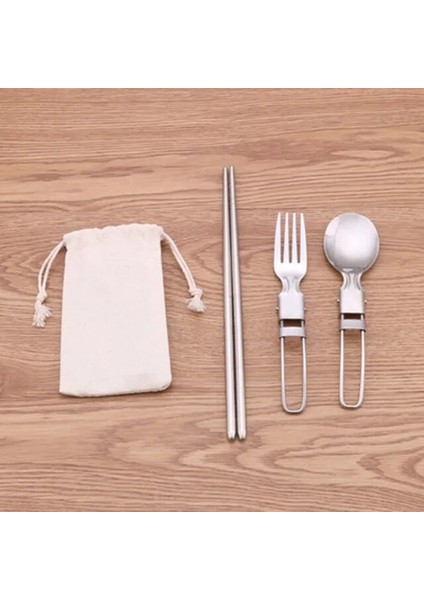 C Stili Katlanabilir Kamp Kaşığı Çatal Çubuklarını Sofra Takımı Açık Mutfak Gereçleri Seti Paslanmaz Çelik Gereçler Kaşık Seti Campig Equipamiento (Yurt Dışından)