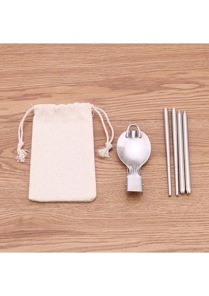 C Stili Katlanabilir Kamp Kaşığı Çatal Çubuklarını Sofra Takımı Açık Mutfak Gereçleri Seti Paslanmaz Çelik Gereçler Kaşık Seti Campig Equipamiento (Yurt Dışından) fırsatları