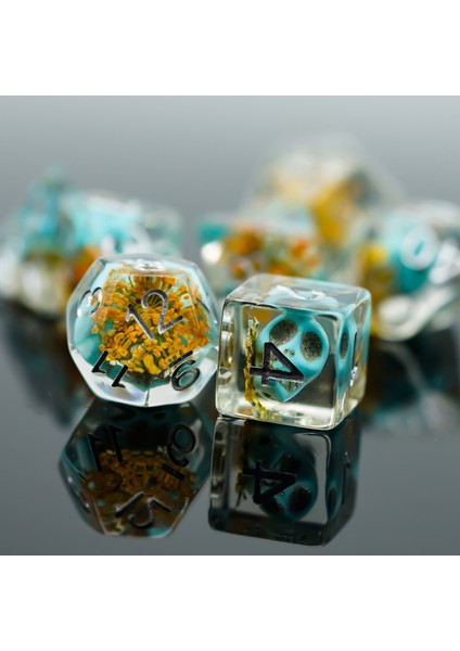 Sarı ve Mavi Tarzı Et Skull With Flower Dnd Dice D&d Dice D4 D6 D8 D10 D% D12 D20 Polyhedral Games Zar Seti Masa Oyunları Için Mtg Rpg (Yurt Dışından) fırsatları