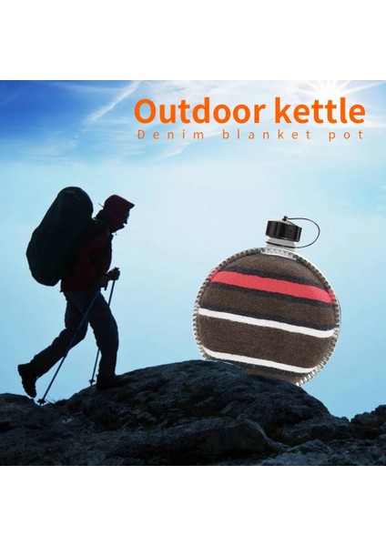 2l Large Capacity Outdoor Felt Hiking Camping Portable Travel Heat Insulation Kettle Adjustable Strap Canteen Striped (Yurt Dışından)