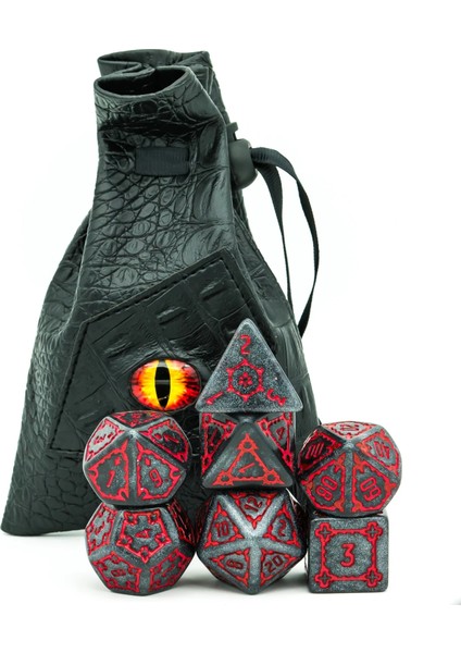 Siyah Kırmızı Stil mm Dev Dnd ​​zar Seti, Deri Çantalı Çokyüzlü D&d Zar Seti, Dnd Pathfinder Rpg Mtg Için D&d Zar (Yurt Dışından)