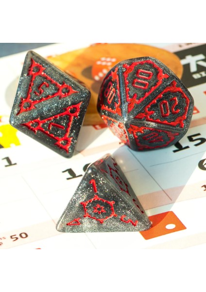 Siyah Kırmızı Stil mm Dev Dnd ​​zar Seti, Deri Çantalı Çokyüzlü D&d Zar Seti, Dnd Pathfinder Rpg Mtg Için D&d Zar (Yurt Dışından)