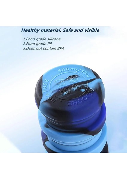 Mavi Stil 500ML Katlanabilir Su Şişesi Yeniden Kullanılabilir Bpa Içermeyen Silikon Su Şişesi (Yurt Dışından) fırsatları