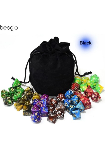 A01 Stili Dnd Rpg Mtg Oyunları Için Büyük Kadife Kılıflı Paket Zar Seti D4 D6 D8 D10 D% D12 20 (Yurt Dışından)