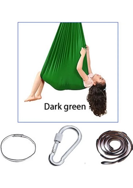 Koyu Yeşil Stil 1.5m Çocuklar Pamuk Açık Kapalı Salıncak Hamak Sarılmak Için Duyusal Çocuk Terapisi Yumuşak Elastik Koli Sabit Koltuk Salıncak (Yurt Dışından)