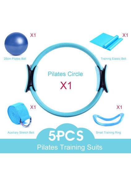 Mavi Stil 5 Adet Fitness Yoga Ekipmanları Pilates Daire Spor Salonu Egzersiz Fitness Eğitimi Direnç Destek Aracı Stretch Band Yoga Topu (Yurt Dışından)