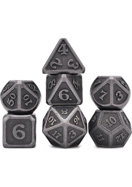 NO.327 Tarzı Rpg Dnd Mtg Oyunları Antik Bakır, Altın, Gümüş Için Siyah Çantalı 7'li Çokyüzlü Metal Zar Seti (Yurt Dışından)