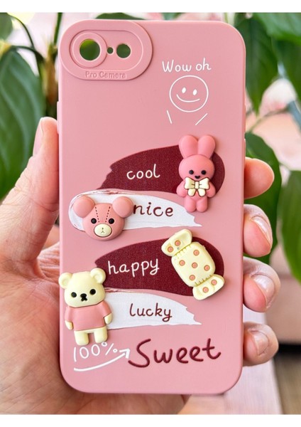 Apple iPhone 16E Uyumlu Kılıf Pembe Tavşan Tasarımlı Desenli Kamera Korumalı Yumuşak Silikon Kapa fiyatları