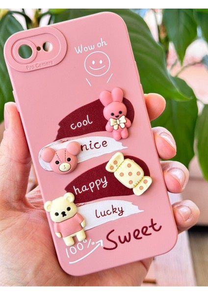 Apple iPhone 16E Uyumlu Kılıf Pembe Tavşan Tasarımlı Desenli Kamera Korumalı Yumuşak Silikon Kapa modelleri