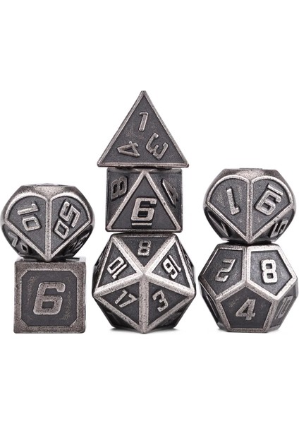 NO.327 Tarzı Rpg Dnd Mtg Oyunları Antik Bakır, Altın, Gümüş Için Siyah Çantalı 7'li Çokyüzlü Metal Zar Seti (Yurt Dışından) indirimleri