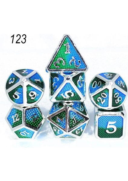 NO.123 Tarzı Dados Rpg Zar Masası Oyunları Satış Promosyonu Çokyüzlü Metal Zarlar Çinko Alaşımlı Sayısal Dnd Zar 7 Set D4 D6 D8 D10 D12 D20 (Yurt Dışından)