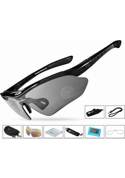 Siyah Stil Rockbros Bisiklet Gözlükleri Gözlük Polarize Bisiklet Gözlükleri 5 Lens UV400 Korumalı Spor Gözlükleri Outdoor Spor Bisiklet Güneş Gözlüğü Çerçeve (Yurt Dışından)