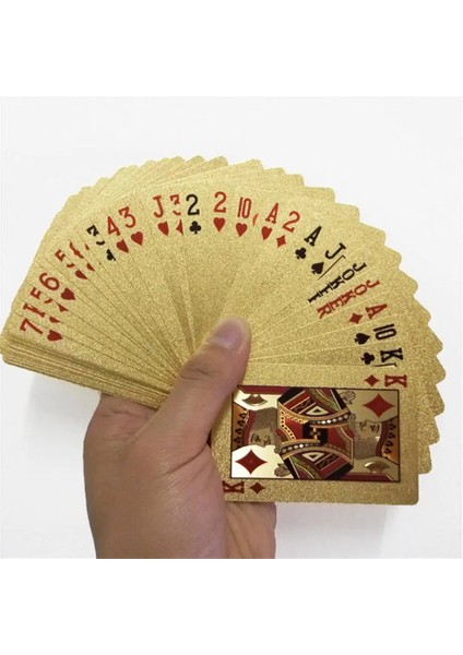 Altın Tarzı 1 Takım 24K Altın Oyun Kartları Poker Oyun Destesi Altın Folyo Poker Seti Plastik Sihirli Kart Su Geçirmez Kartlar Sihirli Masa Oyunları (Yurt Dışından)