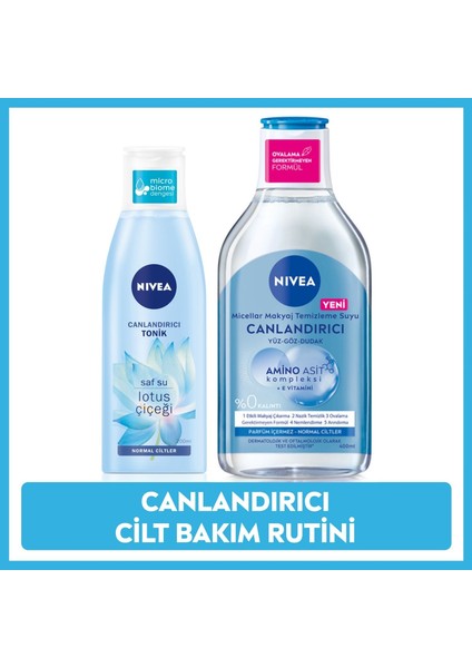 Canlandırıcı Micellar Makyaj Temizleme Suyu 400ml ve Nemlendirici Tonik 200ml, Arındırıcı, Normal Cilt, Yüz Temizleyici