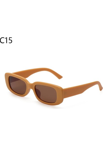 C15 Stili Küçük Çerçeve Güneş Gözlüğü Kadın Moda Oval Güneş Gözlükleri Erkekler Vintage Yeşil Kırmızı Gözlük Bayanlar Seyahat Tarzı Shades UV400 Gözlük (Yurt Dışından)