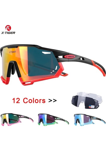 XTS08 Stili 3 Mercek X-Tıger Polarize Spor Erkek Güneş Gözlüğü Dağ Bisikleti Bisiklet Gözlükleri Unisex TR90 Yol Bisikleti Sürme Koruma Gözlükleri Gözlük (Yurt Dışından)