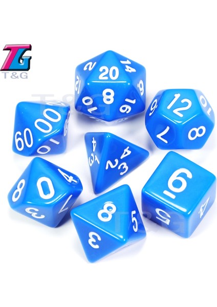 06 Mavi Stil Dnd Opak D4-D20 Için En Li ve Akrilik Çokyüzlü Trpg Oyunları Oyun Oyun Için Çok Taraflı Zar (Yurt Dışından)