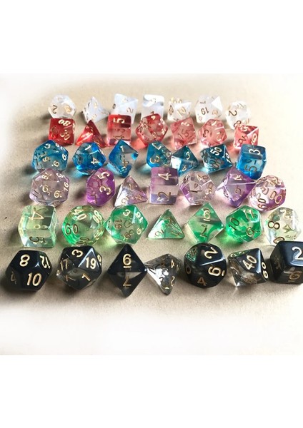 No.5 Tarzı Pearlize Etkisi Zar Seti ile 11 Çeşit Şeffafopak Iki Renkli Dijital Zar Lot Çokyüzlü Zar (Yurt Dışından) fiyatları