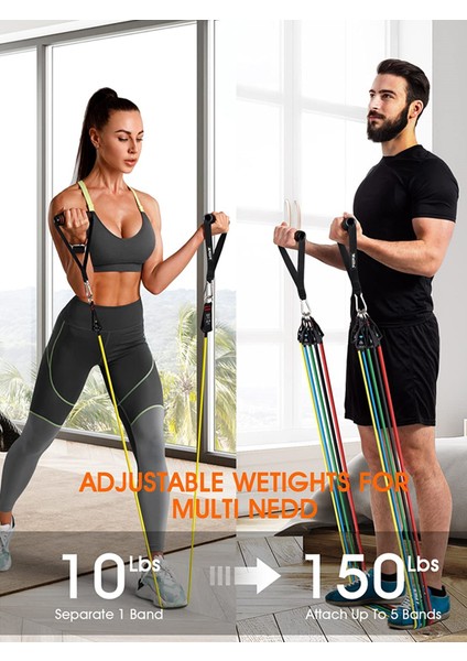 Set D-150LB-11PCS Stili Direnç Bantları Seti Vücut Geliştirme Ev Spor Ekipmanları Profesyonel Ağırlık Eğitimi Fitness Elastik Lastik Bantlar Genişletici (Yurt Dışından) modelleri