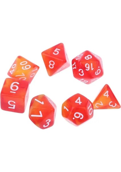 Kırmızı Stil 7 Adet Şeffaf Taraflı Zar D4 D6 D8 D10 D12 D Dragon D&d Rpg Poly Table Board Game Set (Yurt Dışından)