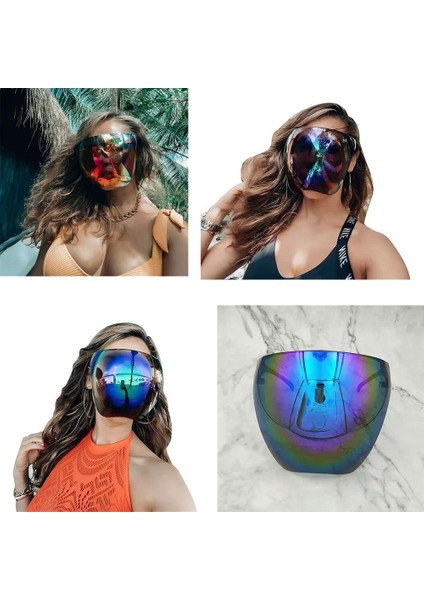 No.5 Tarzı Bisiklet Güneş Gözlüğü Kadın Erkek Koruyucu Faceshield Gözlük Tam Yüz Kaplı Küresel Lens Anti Kirlilik Güvenlik Güneş Gözlüğü (Yurt Dışından) fırsatları