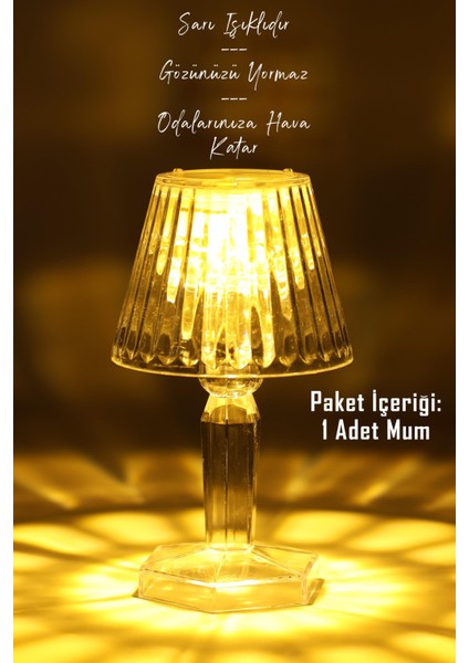 LED Mum Kristal Tip Pil Dahil Ledli Dumansız Alev Yapay Dekoratif Mum Dekor Işığı Şeffaf PR288