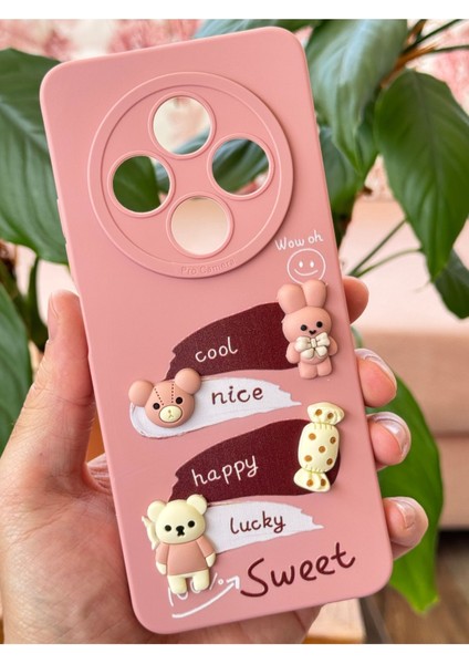 Xiaomi Redmi 14C Kılıf Pembe Tavşan Tasarımlı Desenli Kamera Korumalı Yumuşak Silikon Kapak