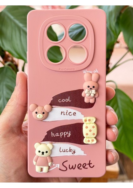 Xiaomi Redmi Note 14 Pro Kılıf Pembe Tavşan Tasarımlı Desenli Kamera Korumalı Yumuşak Silikon Kapak fiyatları
