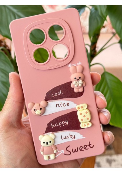 Xiaomi Redmi Note 14 Pro Kılıf Pembe Tavşan Tasarımlı Desenli Kamera Korumalı Yumuşak Silikon Kapak modelleri