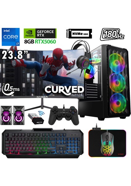 XSR1136 I7 14700F 32GB Ddr5 Ram 2tb M.2 Nvme SSD 8gb RTX5060 23.8" 180Hz Oyuncu Hazır Sistem