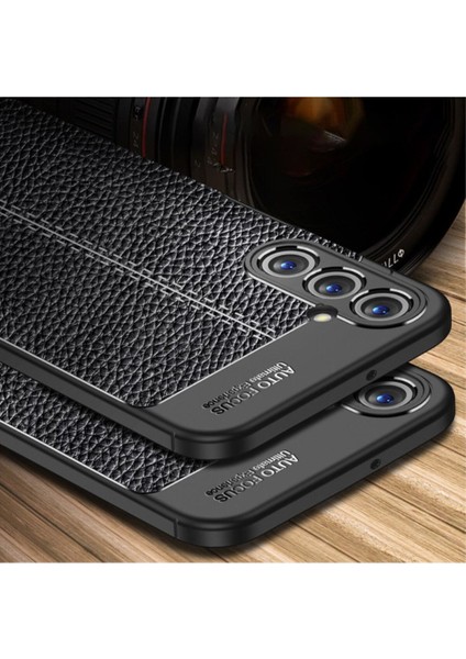 Samsung Galaxy A16 Kılıf Kamera Çıkıntılı Deri Görünümlü Dikiş Desenli Koruyucu Kapak