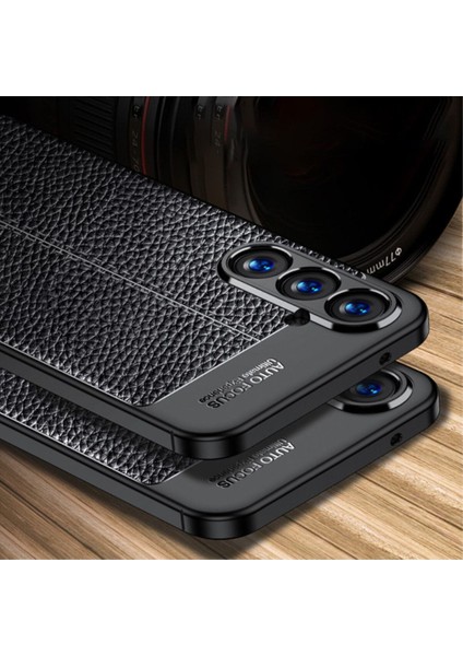 Samsung Galaxy A36 Kılıf Kamera Çıkıntılı Deri Görünümlü Dikiş Desenli Koruyucu Kapak