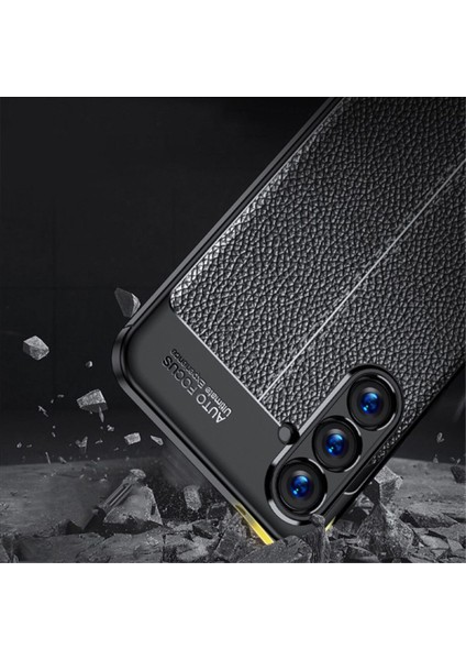 Samsung Galaxy A36 Kılıf Kamera Çıkıntılı Deri Görünümlü Dikiş Desenli Koruyucu Kapak