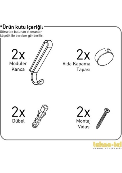 Teknotel 3 Katlı Kancalı Banyo Rafı - Siyah