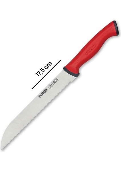 Duo Ekmek Bıçağı Pro Dişli - Kırmızı - 17,5 cm