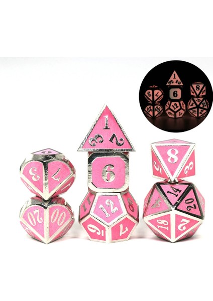 09 Karanlıkta Parıltı Stili Metal Zar Seti 26 Renk Mze D4-D20 Masa Oyunları Için Dragon Rpg Dados Jogos Dnd Çanta ile Noel Doğum Günü Hediyesi Olarak (Yurt Dışından) indirimleri