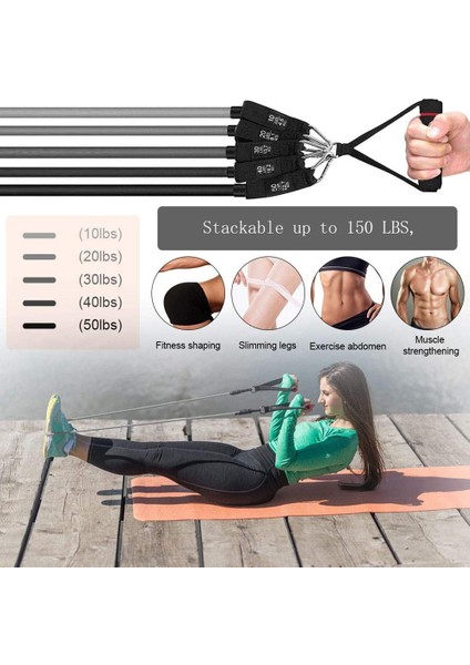 Set B-150LBS-11PCS Stili 150LBS Direnç Bantları Seti Fitness Egzersiz Salonu Çekme Halatı Yoga Tüpü Spor Elastik Ganimet Bantları Ev Için Egzersiz Ekipmanları (Yurt Dışından) modelleri