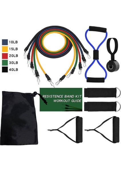 12 Adet Mavi Set Stili Ull Halat Direnç Bantları Atlama Ipi ile Set Kapı Çapa Ayak Bileği Askıları Ev Spor Salonu Egzersizi Için 8 Şekilli Streç Bant Kolları (Yurt Dışından)