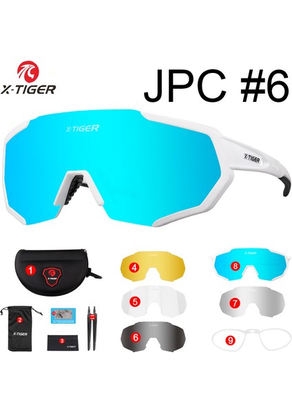 JPC06-5 Lens Stili X-Tıger Polarize Spor Bisiklet Güneş Gözlüğü Yol Bisiklet Gözlükleri Dağ Bisikleti Bisiklet Sürme Koruma Gözlükleri Gözlük Lens (Yurt Dışından)