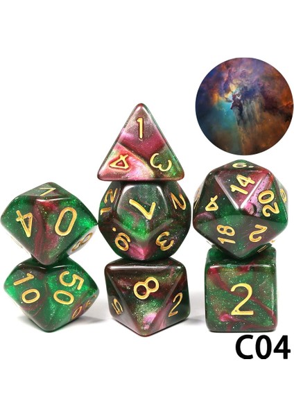 C04 Stili Çokyüzlü Zar Trpg Dnd Gameet D4 D6 D8 D10 D12 D20 Masa Oyunu Için Çok Taraflı (Yurt Dışından)