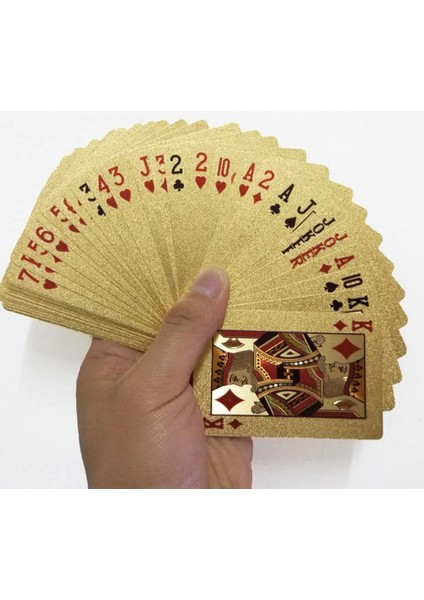 Altın 1 Tarzı Altın Folyo Poker Seti Su Geçirmez Kartlar Lüks Altın Iskambil Kartları Oyunu Plastik Folyo Poker Dayanıklı Hediye Koleksiyonu (Yurt Dışından)