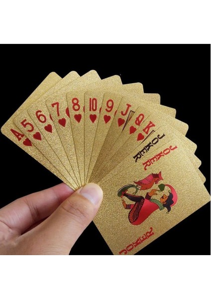 Altın 1 Tarzı Altın Folyo Poker Seti Su Geçirmez Kartlar Lüks Altın Iskambil Kartları Oyunu Plastik Folyo Poker Dayanıklı Hediye Koleksiyonu (Yurt Dışından)
