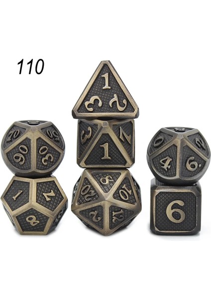 NO.110 Stili Dados Rpg Zar Masası Oyunları Satış Promosyonu Çokyüzlü Metal Zarlar Çinko Alaşımlı Sayısal Dnd Zar 7 Set D4 D6 D8 D10 D12 D20 (Yurt Dışından)