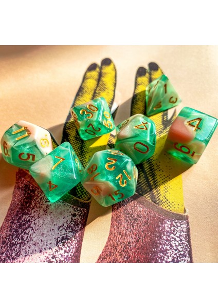 Poludie Pembe Yeşil Glitter Dnd Zar Seti D4~D20 Dungeons And Dragons Için Çokyüzlü Zar Rol Yapma Tahta Oyunu ​mtg Rpg D&d (Yurt Dışından) modelleri