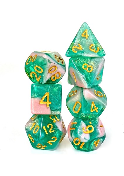 Poludie Pembe Yeşil Glitter Dnd Zar Seti D4~D20 Dungeons And Dragons Için Çokyüzlü Zar Rol Yapma Tahta Oyunu ​mtg Rpg D&d (Yurt Dışından) fırsatları