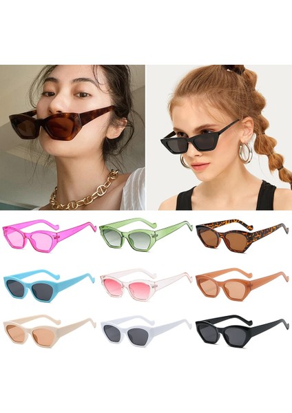 C06 Stili Yeni Kare Geniş Çerçeve Küçük Dikdörtgen Güneş Gözlüğü Kadın Shades Vintage Gözlük UV400 Şeker Renk Bisiklet Kız Erkek Güneş Gözlükleri (Yurt Dışından)