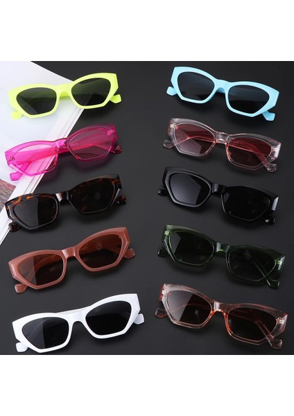 C06 Stili Yeni Kare Geniş Çerçeve Küçük Dikdörtgen Güneş Gözlüğü Kadın Shades Vintage Gözlük UV400 Şeker Renk Bisiklet Kız Erkek Güneş Gözlükleri (Yurt Dışından)