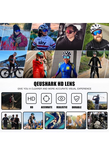 Derin Mavi Tarzı Queshark 13 Renk Kadın Erkek Ayna Bisiklet Güneş Gözlüğü Baskılı Spor Mtb Bisiklet Gözlük Sürme Yol Bisikleti Gözlük Gözlük QE48 (Yurt Dışından) fırsatları